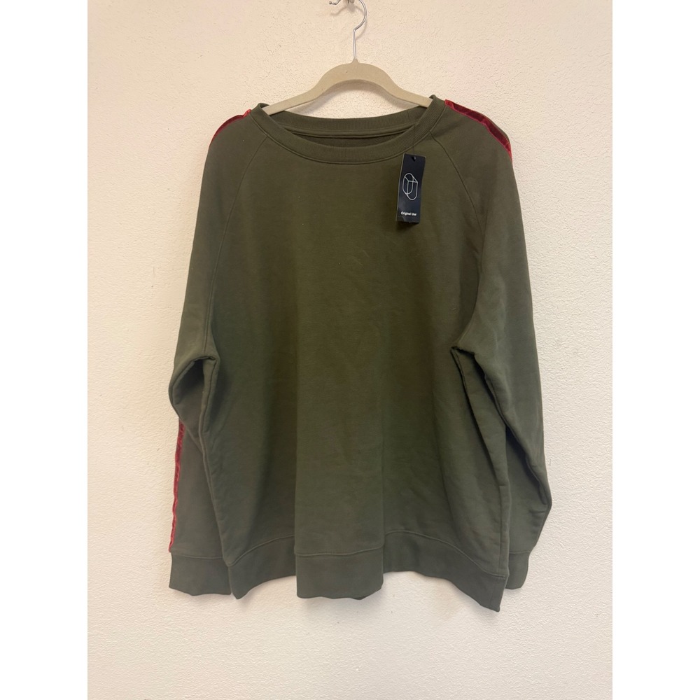 Original Use Mens XL Sweatshirt Paris Green Velvet Red Stripe Raglan Crewneck